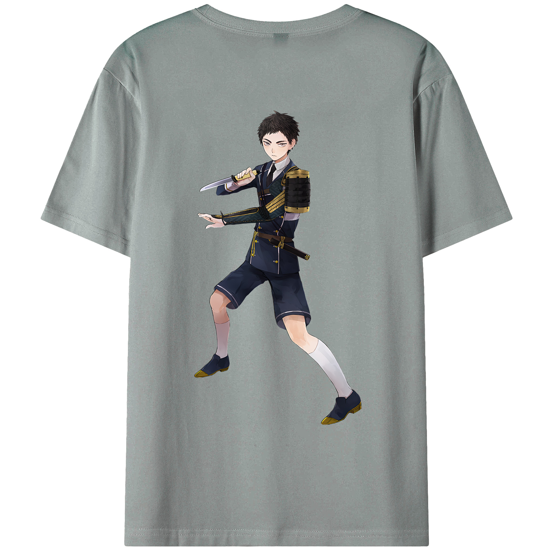 （画像用） 刀剣乱舞 Touken Ranbu 綿100％ メンズ半袖Tシャツ（バックプリント） 通気性